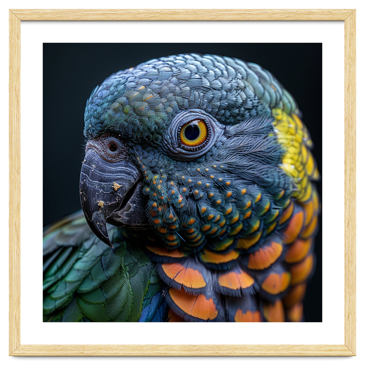 Close Up Portrait Of A Colorful Parrot's Face