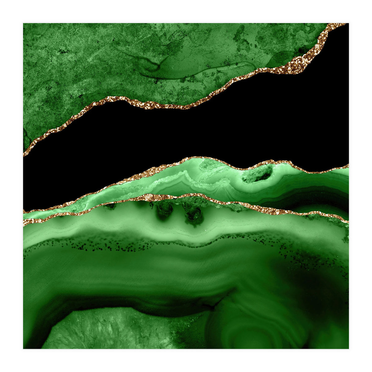 Green & Gold Agate Texture 13 (Print Only)