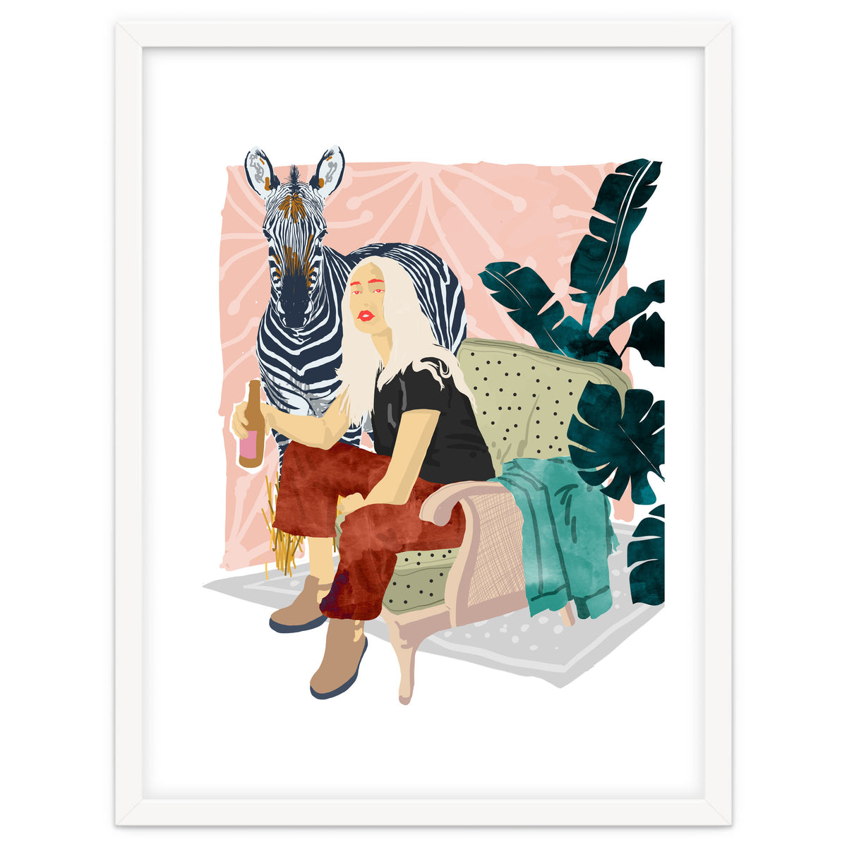 Zebra Hangout | Wildlife Urban Jungle Décor | Banana Leaves Monstera Plant Lady Fashion