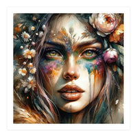Floral Forest Druid Woman Portrait (Print Only)