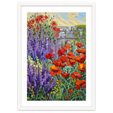 Vibrant Summer Poppy and Lavender Garden Oil Painting thumbnail
