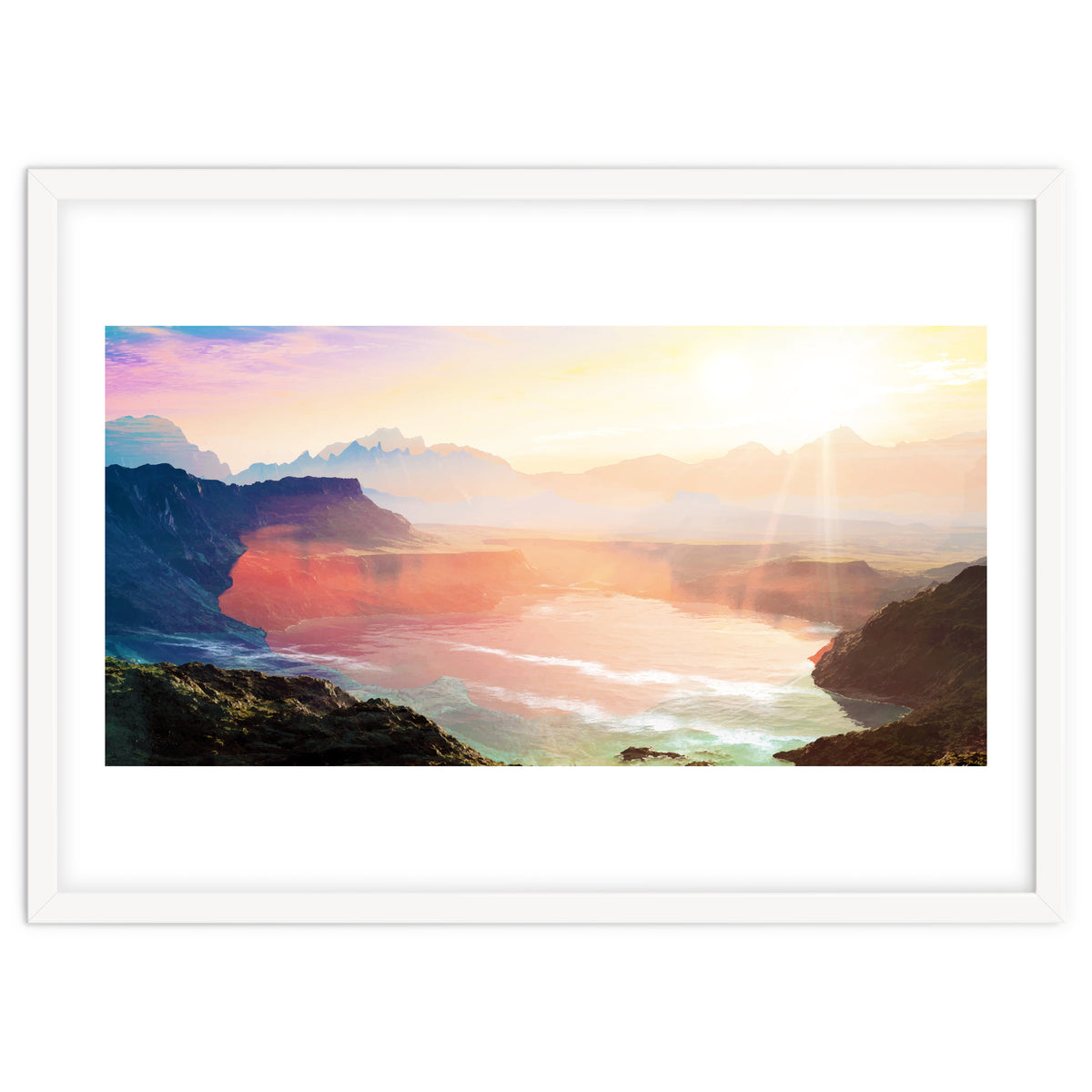 Sunrise Grandeur, Scenic Nature Landscape, Ocean Beach Travel Photography, Sea Waves Mindfulness