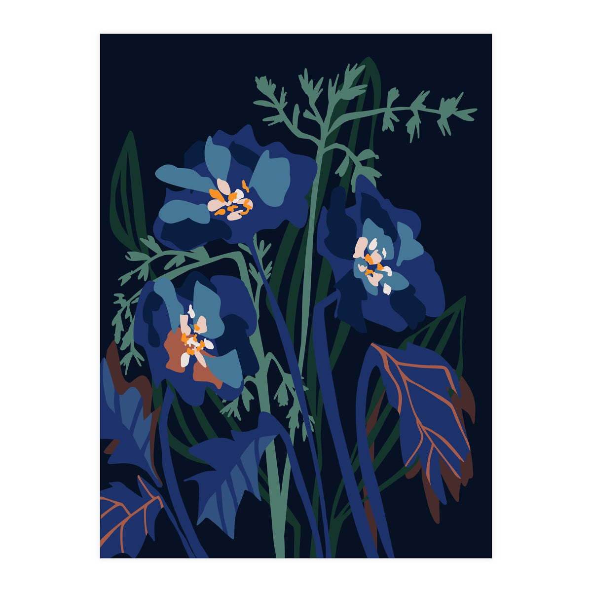 Wild Flowers Dark Midnight (Print Only)