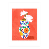 The Flowerpot, Floral Nature Watercolor Painting, Eclectic Bohemian Blossom Plants, Maximalism Contemporary Boho (Print Only) thumbnail