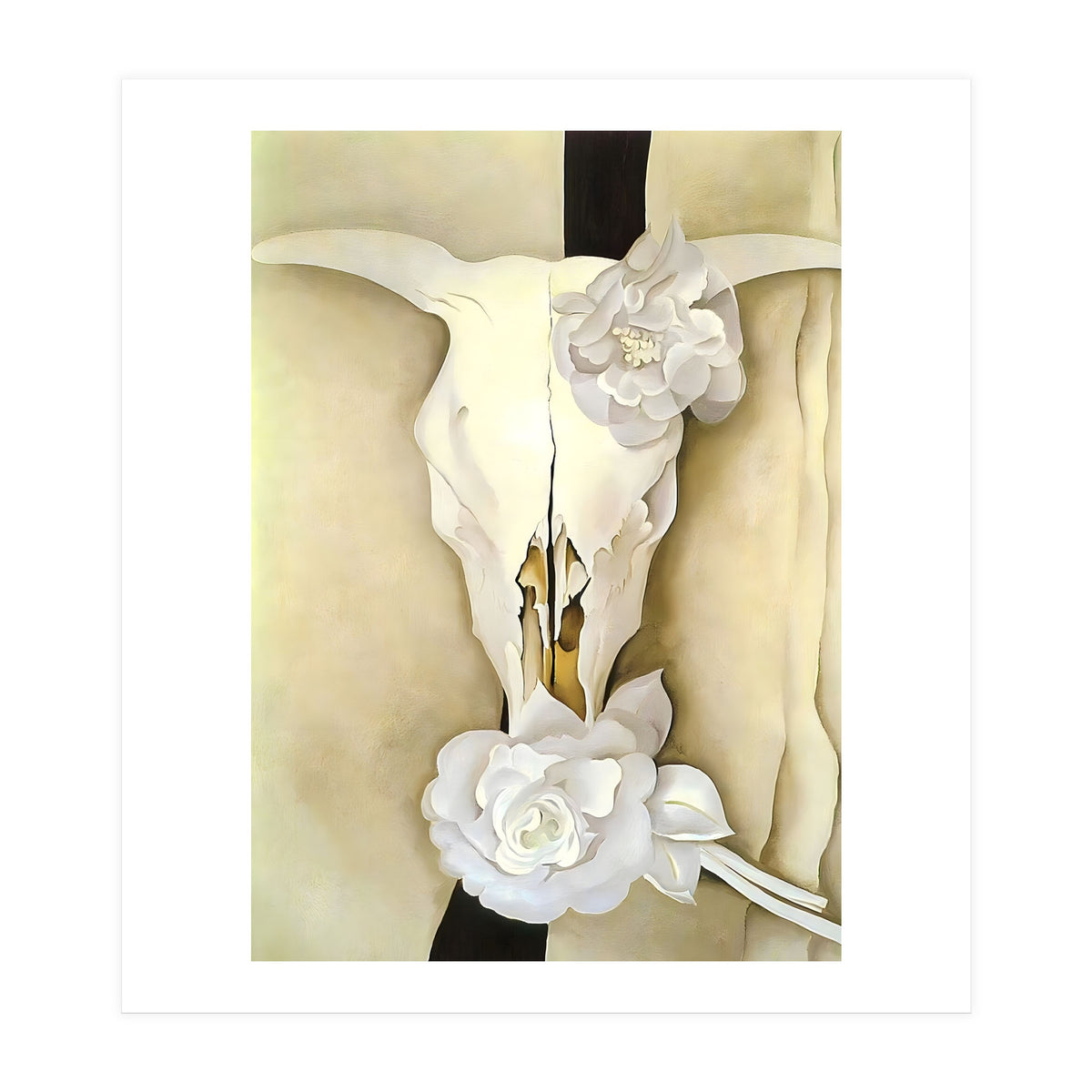 Georgia O’Keeffe – Cow’s Skull with Calico Roses (1931) | Iconic Southwestern Still Life with Desert Symbolism (Print Only)