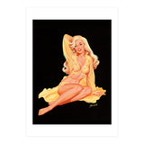 Pinup Girl Posing In Yellow Dress (Print Only) thumbnail