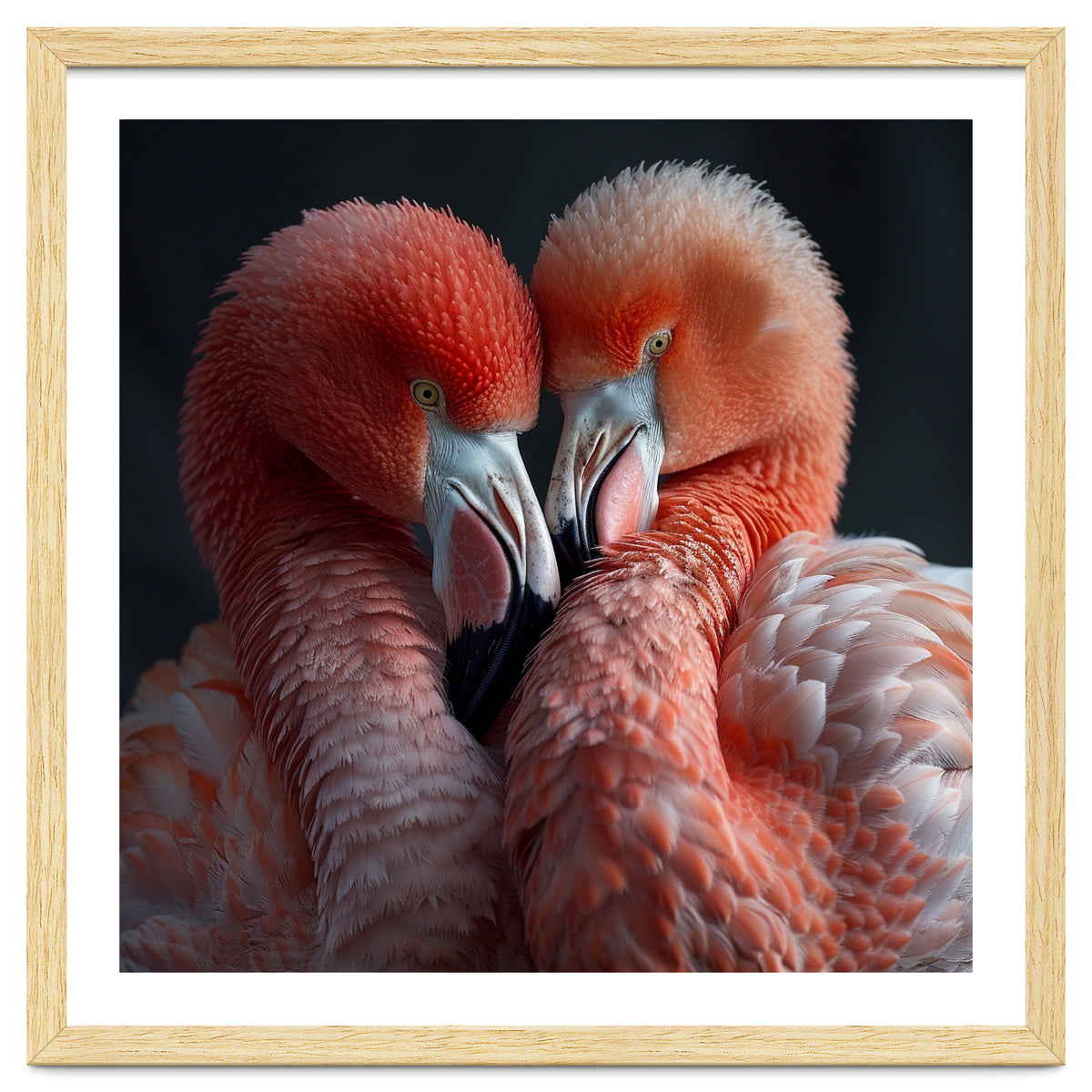 Two Flamingos Together Showing Affection