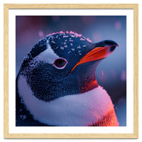 Close Up Penguin With Snowflakes On Head