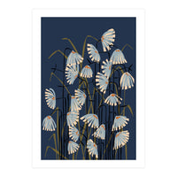 Linocut flower meadow blue (Print Only)