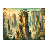 Vintage China, Zhangjiajie Stone Pillars Poster (Print Only) thumbnail