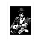 John Lee Hooker American Blues Guitarist in Grayscale (Print Only) thumbnail