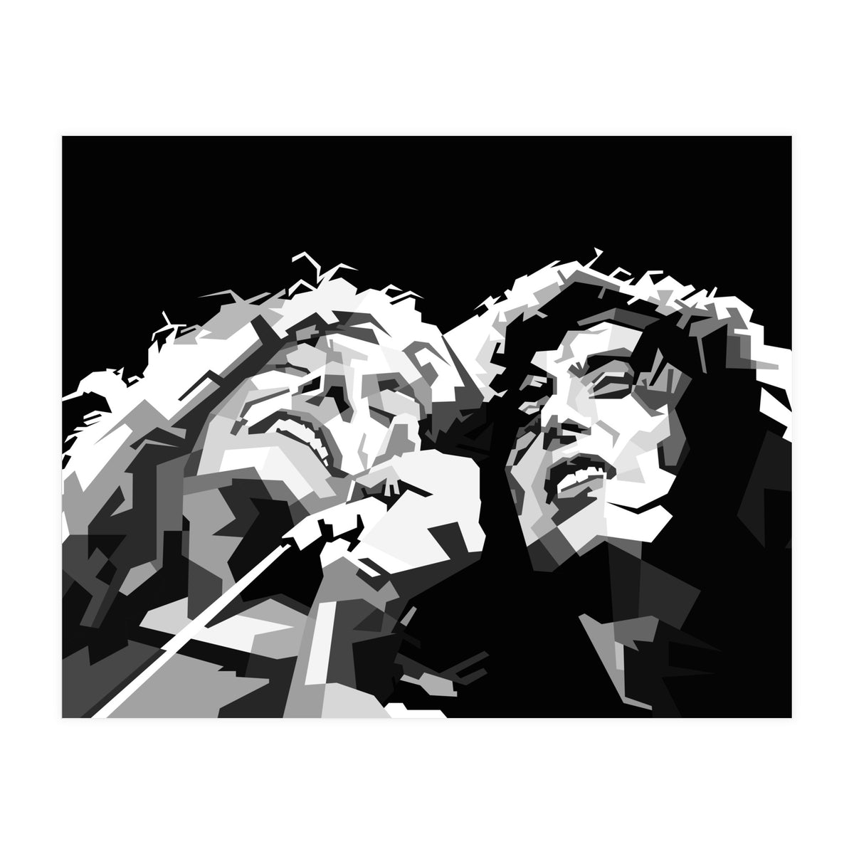 Robert Plant & Jimmy Page Black Illustration (Print Only)