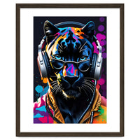 Panther In Headphones And Glasses