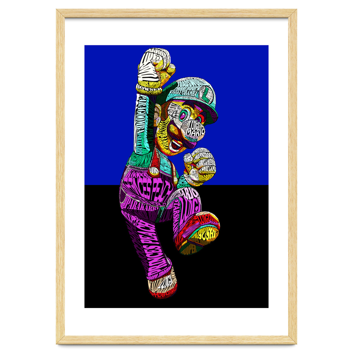 Mario Luigi Typo Style Cartoon Pop Art