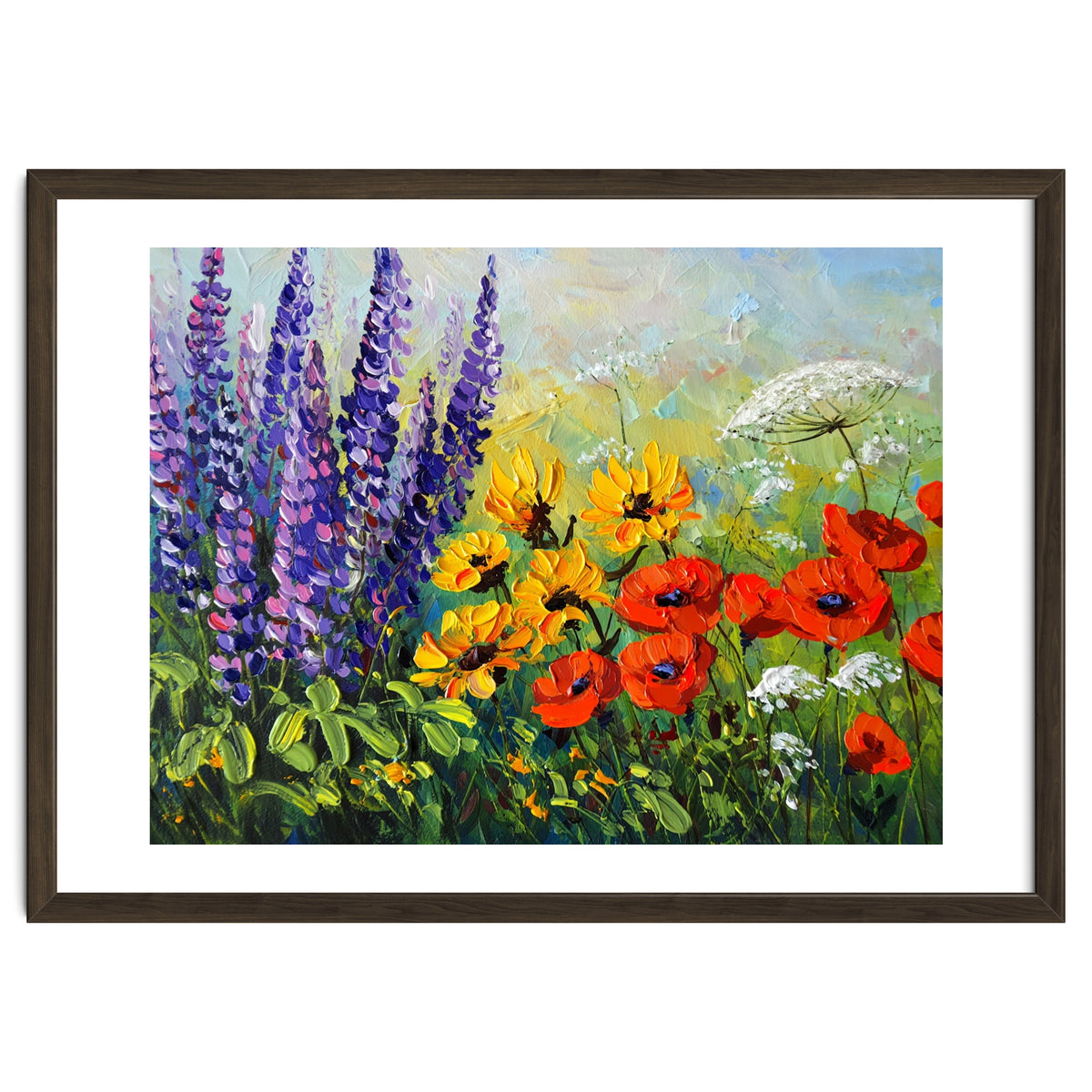 Radiant Summer Wildflower Meadow Oil Painting