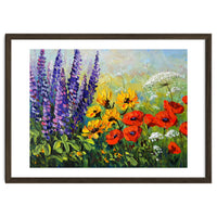 Radiant Summer Wildflower Meadow Oil Painting