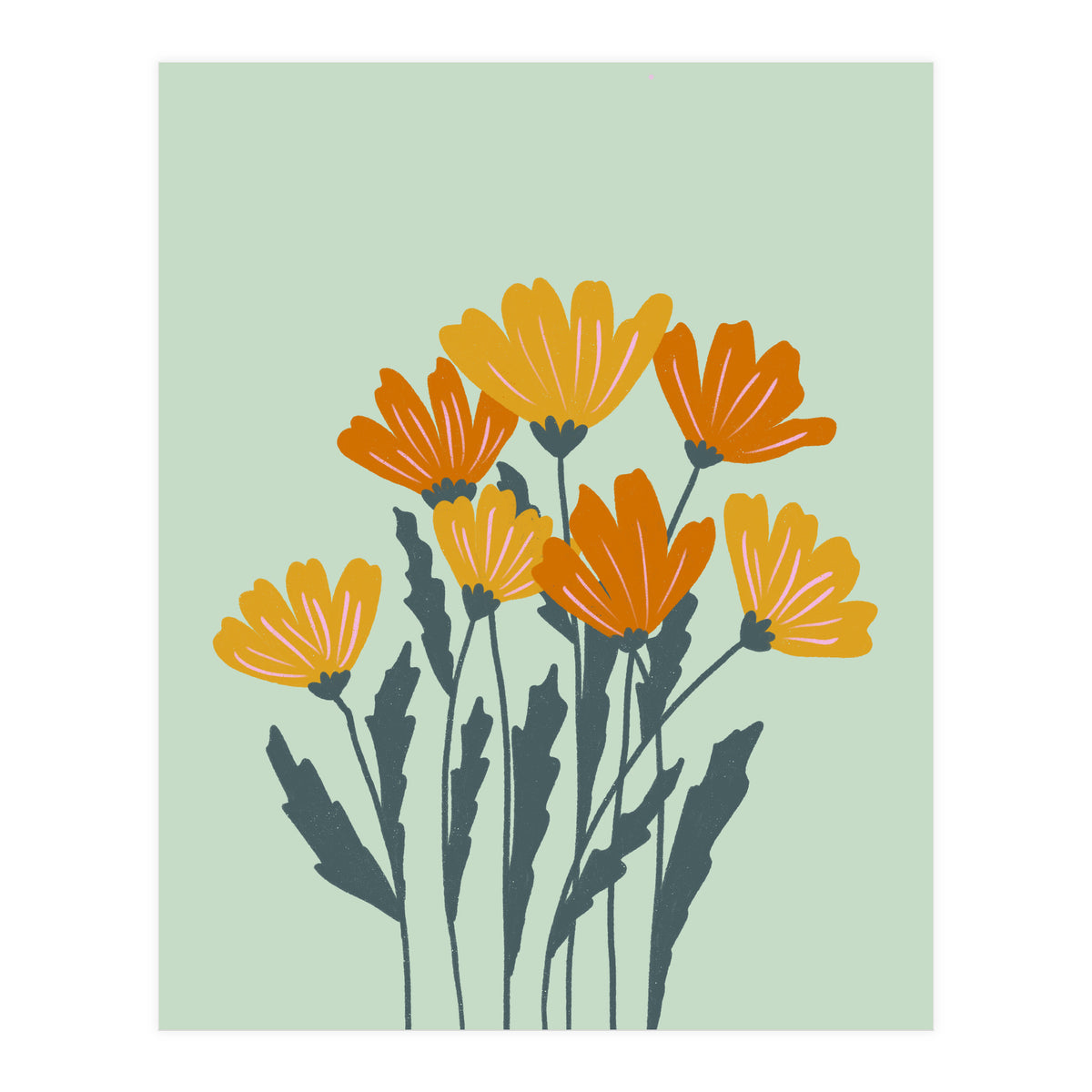 Orange and Yellow Flowers (Print Only)