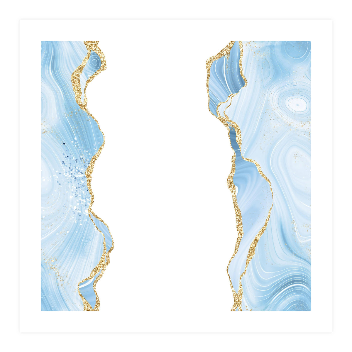 Blue & Gold Glitter Agate Texture 08  (Print Only)