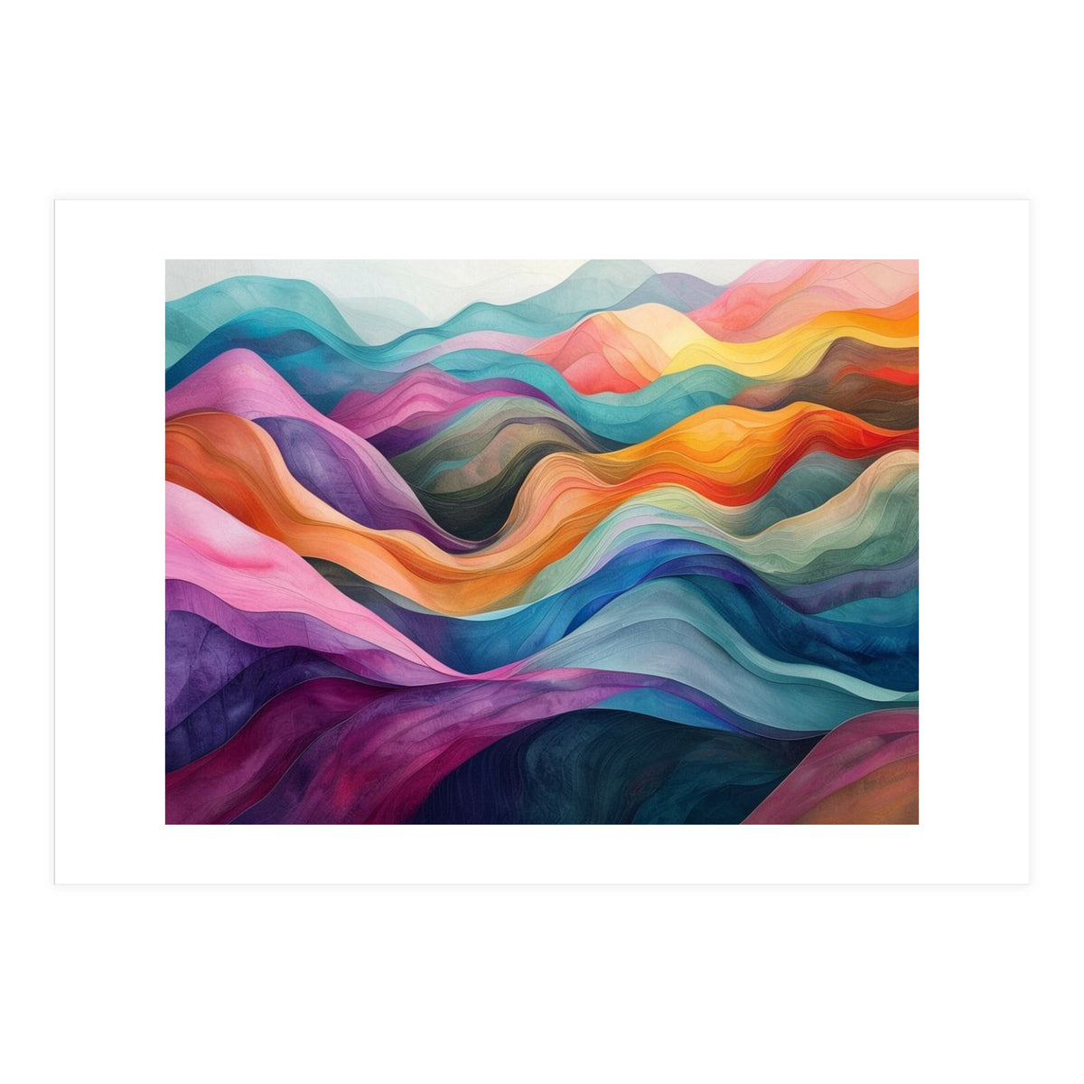 Colorful Abstract Wavy Landscape (Print Only)