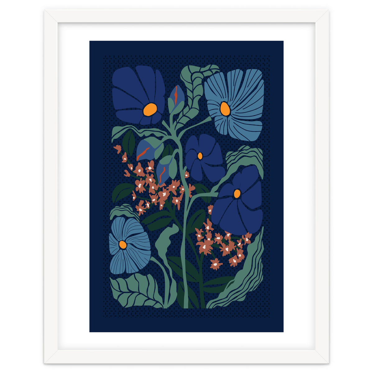 Klimt Flower Dark Blue