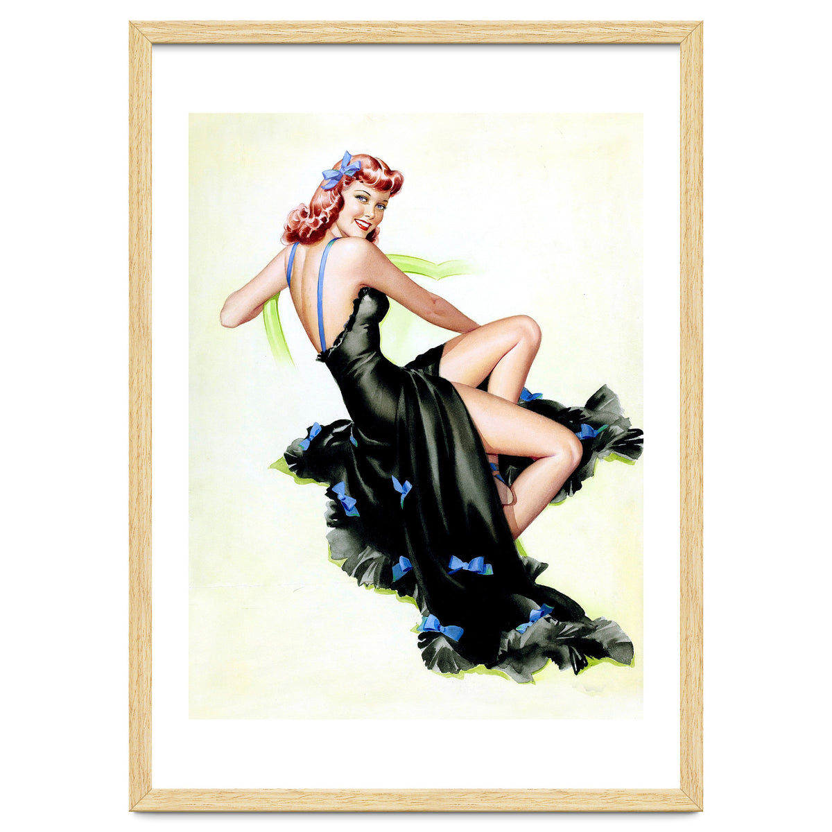 Pinup Girl Posing In Black Dress