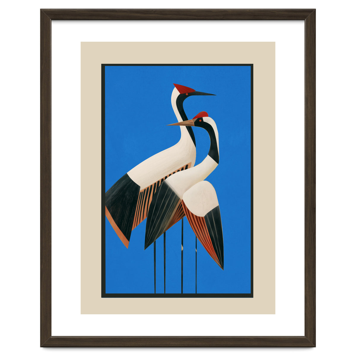 Stillness In Motion Abstract Cranes In Blue