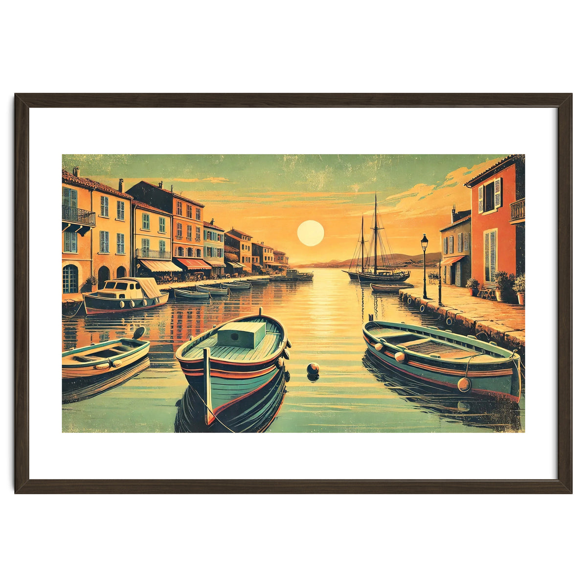 Vintage Harbor Sunset Poster