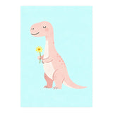 T-Rex Tyrannosaurus Dinosaur Art, Whimsical Dino with Flower, Gentle Nursery Print (Print Only) thumbnail