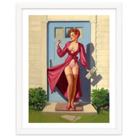 Pinup Girl With Accident At Her Door