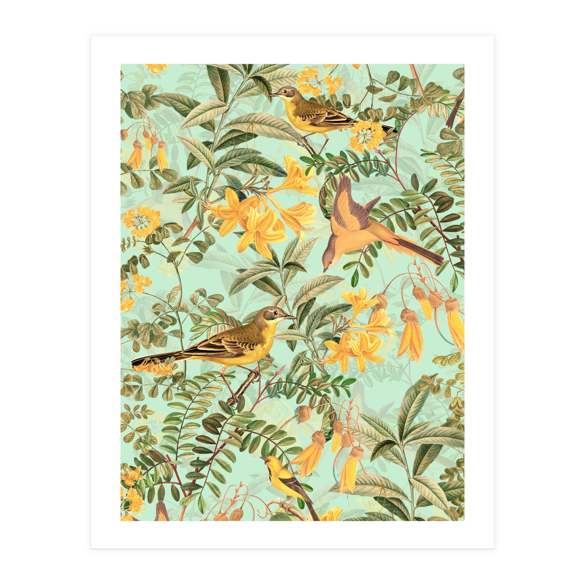 Yellow Birds in Tropical Jungle Paradise (Print Only)
