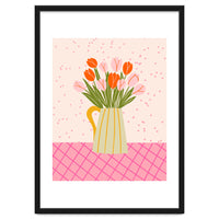 Tulips in a vase - pink and orange