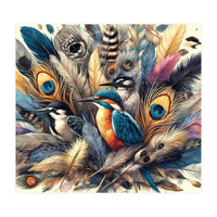 Kingfisher And Songbirds In Peacock Feathers (Print Only)