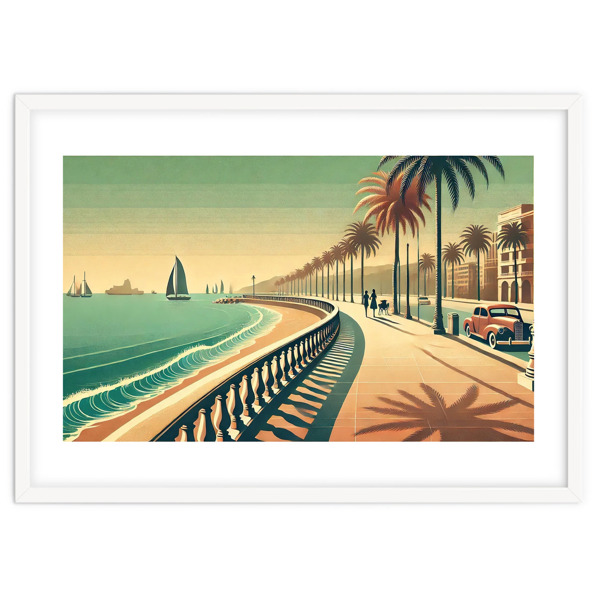 Vintage Coastal Promenade Poster