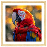 Scarlet Macaw Parrot Close Up Portrait