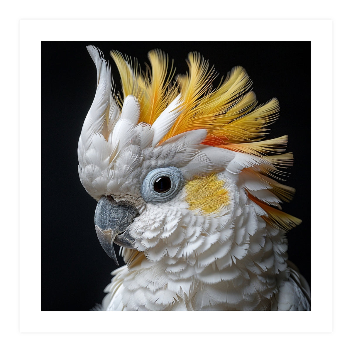 Close Up Cockatoo Portrait Yellow Crested Bird (Print Only)
