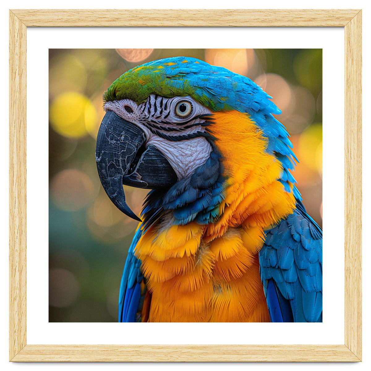 Blue And Yellow Macaw Parrot Close Up Detailed Shot
