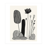Abstract Black And White Botanical Illustration With Organic Shapes (Print Only) thumbnail