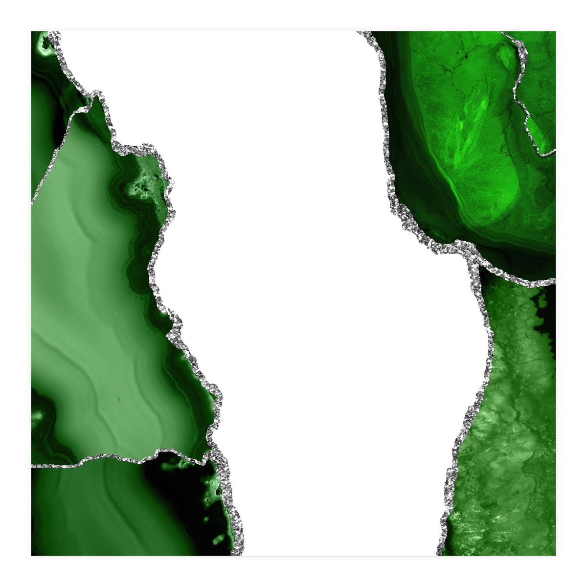 Green & Silver Agate Texture 15  (Print Only)