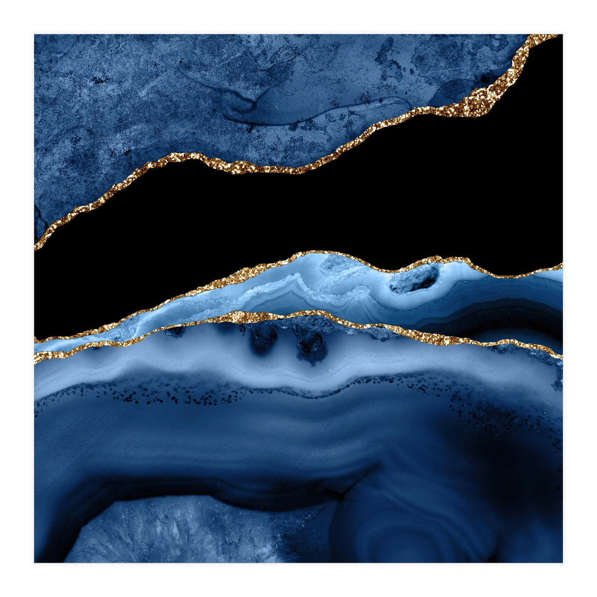 Navy & Gold Agate Texture 13  (Print Only)