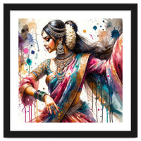 Hindu Woman Dancer With Jewelry And Sari