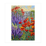 Vibrant Summer Poppy and Lavender Garden Oil Painting (Print Only) thumbnail
