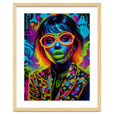 Girl In Glasses Neon Graffiti Art thumbnail
