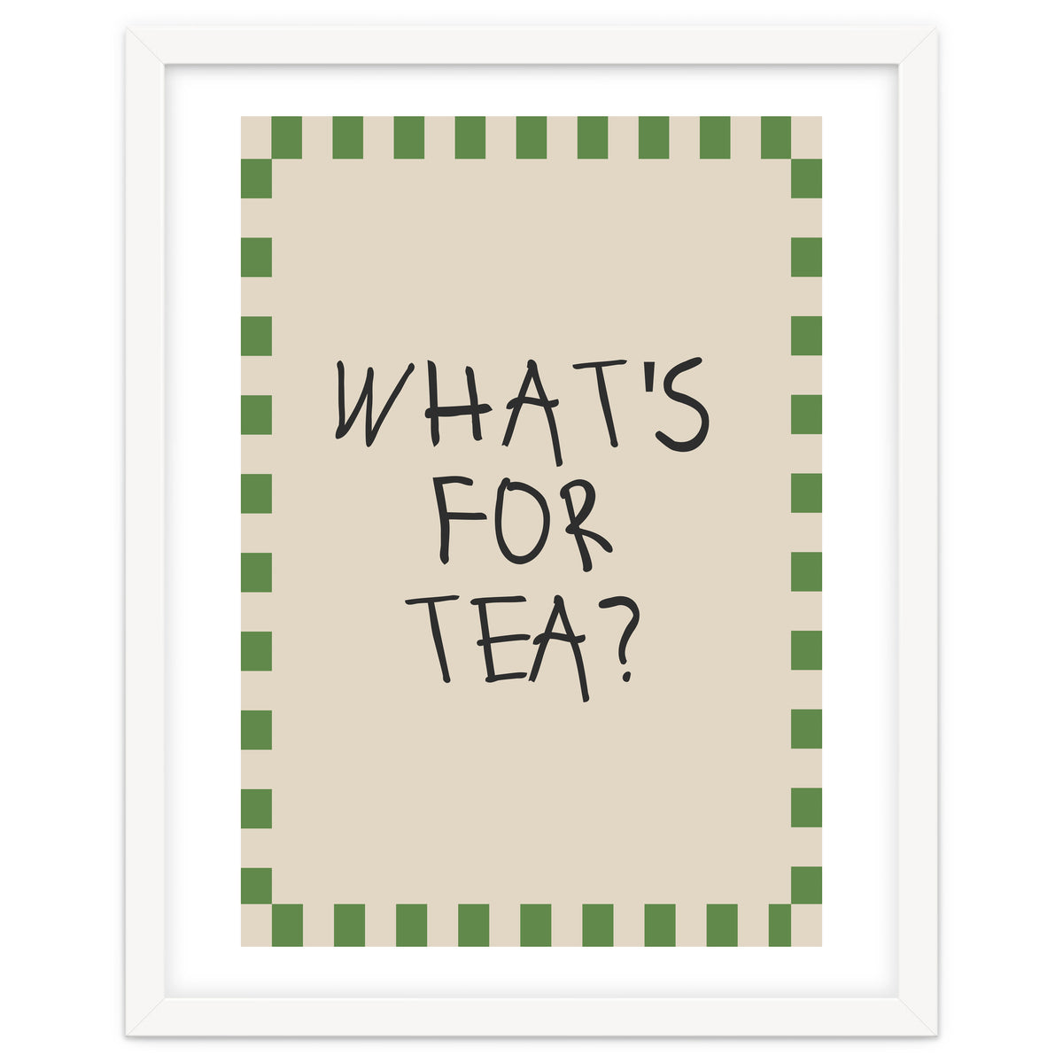 What’s For Tea, Cute Kitchen Quote Print, Playful Wall Art for Dining Spaces