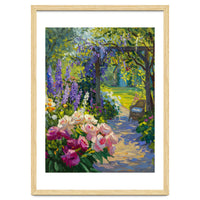 Serene Summer Garden Path Oil Painting