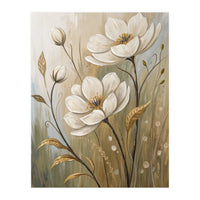 Elegant White Anemone Floral Oil Painting (Print Only)