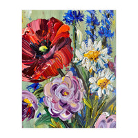 Vibrant Wildflower Meadow Oil Painting (Print Only)