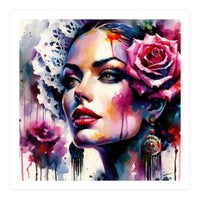 Rose Mantilla Flamenco Portrait (Print Only)