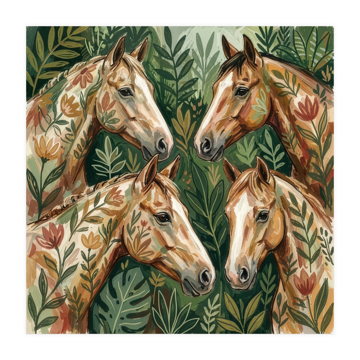 Majestic Floral Horses (Print Only)