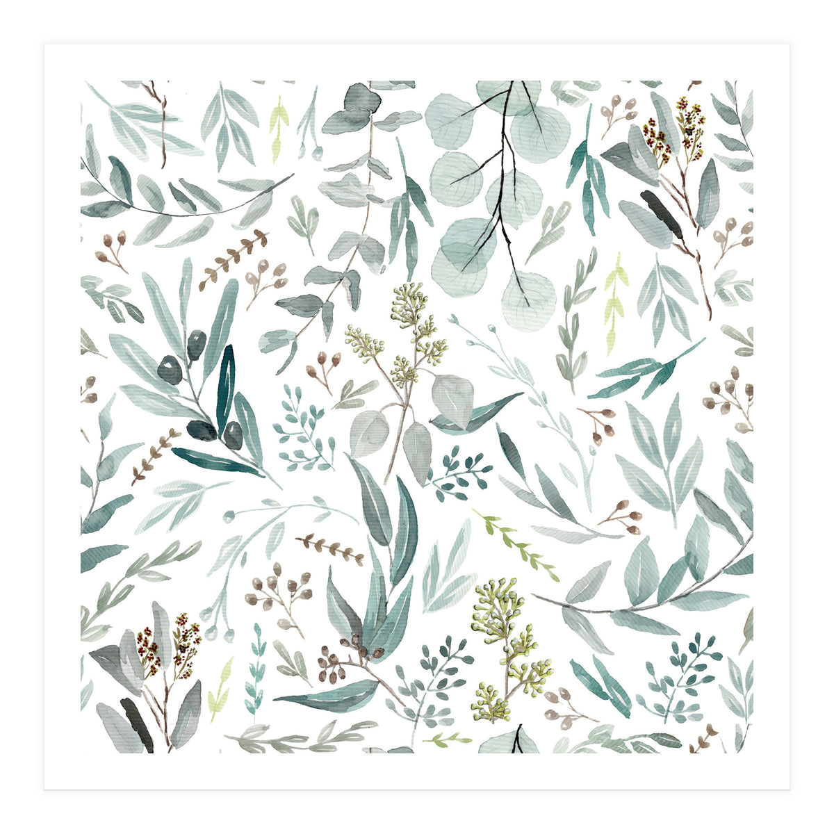 Eucalyptus Leaves Botanical Pattern (Print Only)