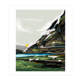 Graze, Cattle Nature Landscape Painting, Mountains Wild Adventure Cows, Animals Grassland Bohemian (Print Only) thumbnail